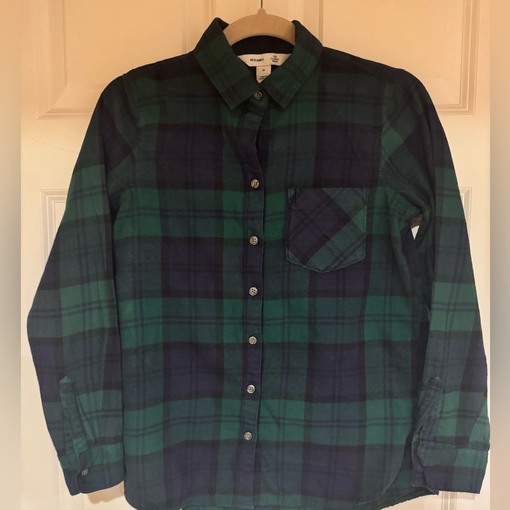 Old Navy ‘The Class Shirt’ Women’s Green Flannel Size Extra Small 100% Cotton